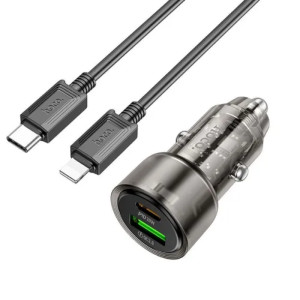Авто зарядка Hoco Z52 Spacious PD38W (Type-C to iP) [Transparent-Black]