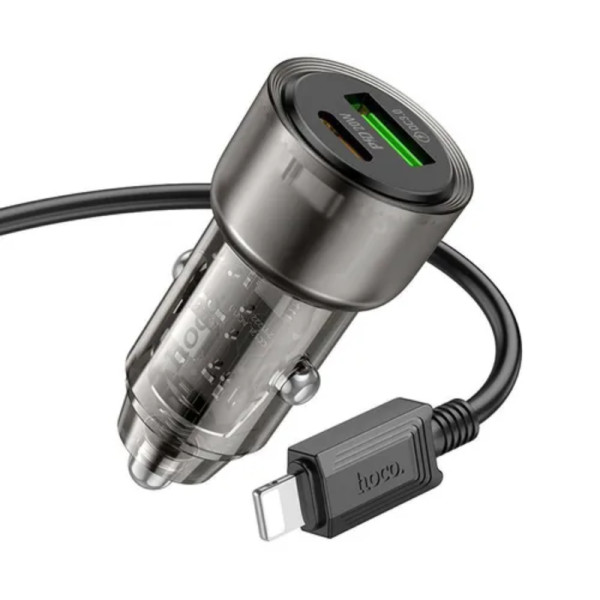 Авто зарядка Hoco Z52 Spacious PD38W (Type-C to iP) [Transparent-Black]