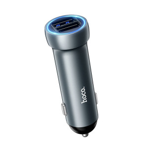 Incarcator auto Hoco Z54 Prosperous dual-port car charger [Metal Grey]