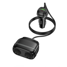 Авто зарядка Hoco Z59 Rank 48W dual port PD30W+QC3.0 dual cigarette lighter slot car charger [Black]