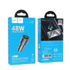 Авто зарядка Hoco Z60 Bloom 48W dual-port PD30W+QC3.0 multi-protocol car charger [Metal Gray]