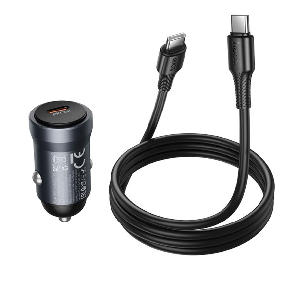 Incarcator auto Hoco Z62A Energy single port PD30W car charger set(C to C) [Metal Grey]