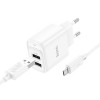 Incarcator de retea Hoco C141A Smart dual-port charger set Micro [White]