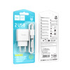 Incarcator de retea Hoco C141A Smart dual-port charger set Micro [White]