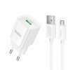 Incarcator de retea Hoco C145A Charm single port charger set Micro (QC3.0) [White]