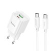 Incarcator de retea  Hoco C147A Charm charger set Type-C to Type-C (PD20W+QC3.0) [White]