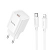 Incarcator de retea Hoco C148A Charm single port charger set Type-C to IP (PD30W) [White]