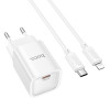 Incarcator de retea Hoco C148A Charm single port charger set Type-C to IP (PD30W) [White]