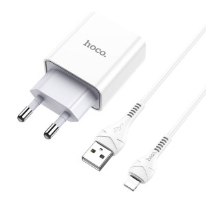Incarcator de retea Hoco C81A Asombroso + Cablu Lightning (2.1A) [White]