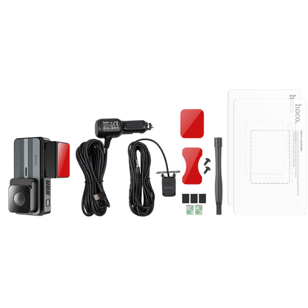 Видеорегистратор Hoco DV12 driving recorder 2K display GPS (with rear camera) [Silvery-Gray]