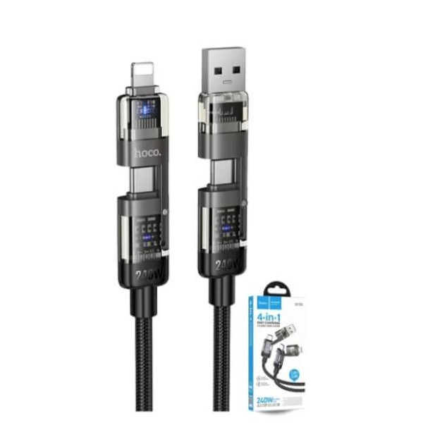 Cablu Hoco U151 Goldsmith 240W 4-in-1 charging data cable USB/C to iP/C [Black]