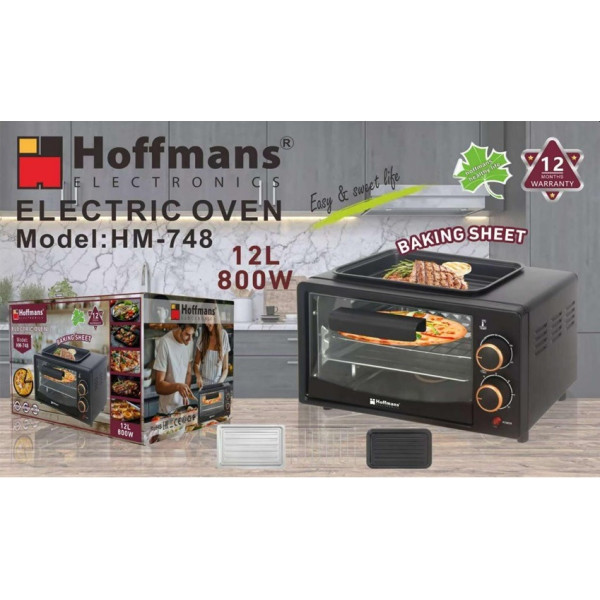 Cuptor electric Hoffmans HM-748 tabletop electric oven with timer for home 12L [Black]