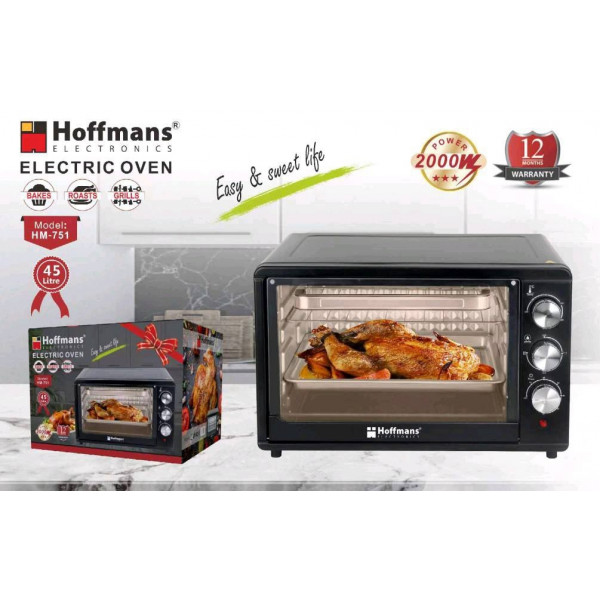Cuptor electric Hoffmans HM-751 tabletop electric oven with timer for home 45L [Black]