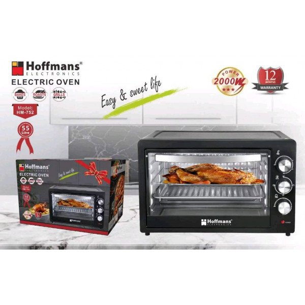 Cuptor electric Hoffmans HM-752 tabletop electric oven with timer for home 55L [Black]