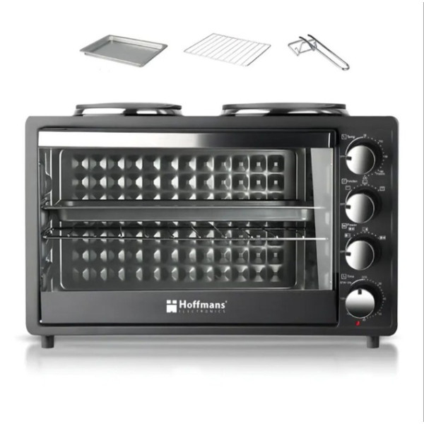Электропечь 2 в 1 Hoffmans HM-753 tabletop electric oven with timer for home [Black]