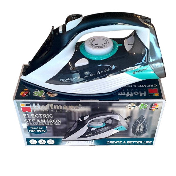 Fier de călcat cu abur Hoffmans HM-9040 electric steam iron [Black and Green]