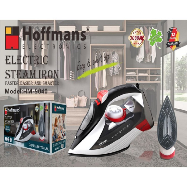 Fier de călcat cu abur Hoffmans HM-9040 electric steam iron [Black and Red]