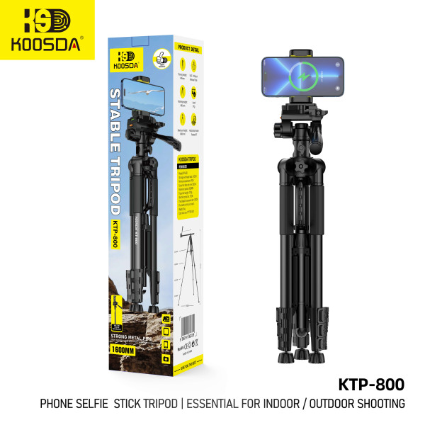 Selfie Stick Koosda KTP-800 Stable Tripod 1.6M [Black]