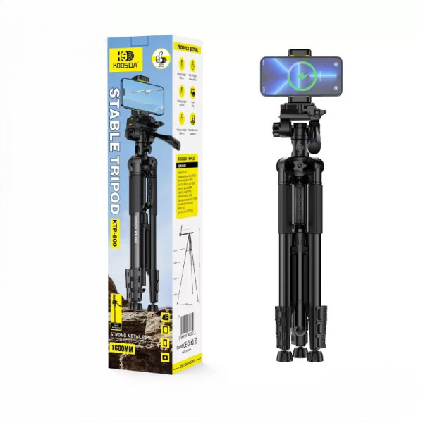 Selfie Stick Koosda KTP-800 Stable Tripod 1.6M [Black]