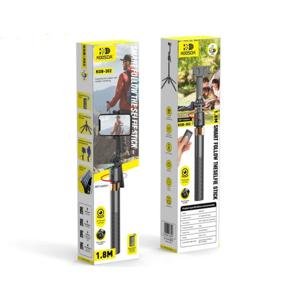 Селфи-Палка Трипод Koosda KGB-302 Smart Follow The Selfie Stick/360 Degree Rotation 1.8M [Black]