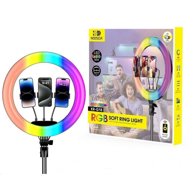 Кольцевая лампа Koosda KR-G18 18inch RGB Soft Ring Light With Bluetooth Remote Control [Black]