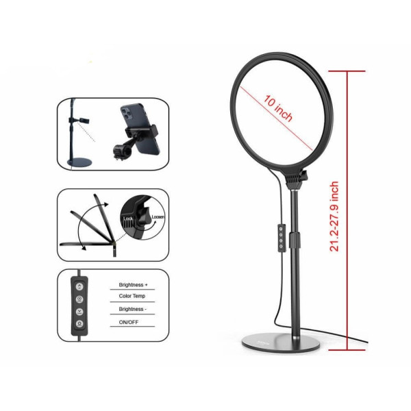 Кольцевая лампа Koosda KRL-ST10 10"LED Full-Screen Light Live Broadcast/Beauty Fill light [Black]