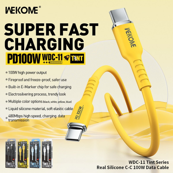 Cablu Wekome WDC-11 Tint USB-C to USB-C (100W) [Yellow]
