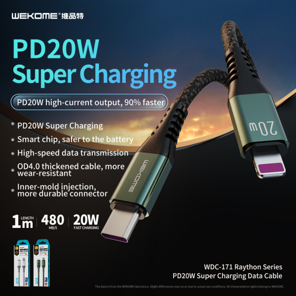 Cablu Wekome WDC-171 Fast Charging Cable PD 20W Type C to Lithning [Silver]