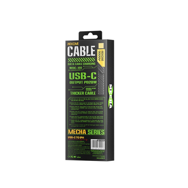 Cablu Wekome WDC-191 Mecha USB-C to Lighting (PD20W) [Tarnish]