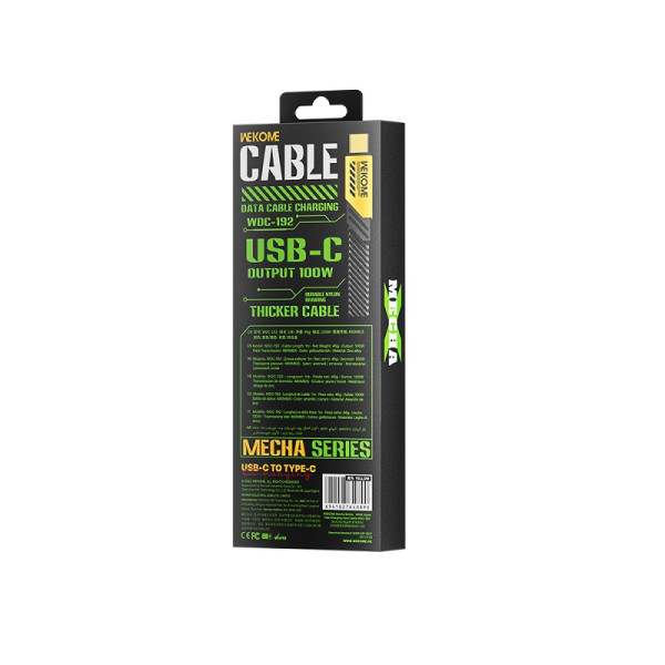 Cablu Wekome WDC-192 Mecha USB-C to USB-C (100W) [Tarnish]