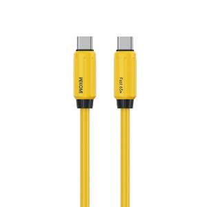 Cablu Wekome WDC-28 Elastic USB-C to USB-C (PD65W) [Yellow]