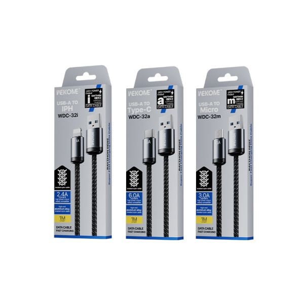Cablu Wekome WDC-32 RaythonGen2 Super Fast Charging Data Cabl USB-A to Type C [Black]