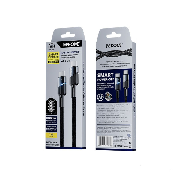 Cablu Wekome WDC-38 65W Raython Series Intelligent Power-off Super Fast Charging Type C-Type C [Black]