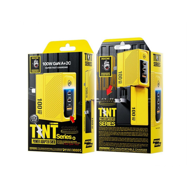 Incarcator de retea Wekome WP-U155 GaN Charger 100W 1A+2C (EU) [Yellow]