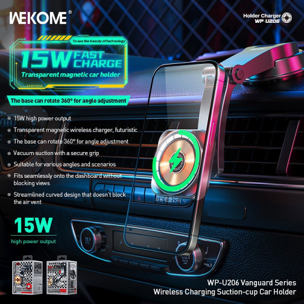 Suport auto Wekome WP-U206 Vanguard (Wireless Charging) [Black]