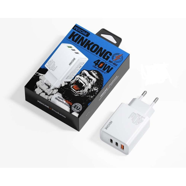 Зарядное устройство Wekome WP-U63 Flash Charge Series Fast Charger 40W(A+C+C) (EU) [White]