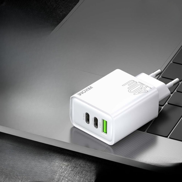 Зарядное устройство Wekome WP-U63 Flash Charge Series Fast Charger 40W(A+C+C) (EU) [White]