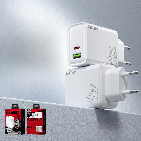 Зарядное устройство Wekome WP-U64 Kinkong Flash Charge Fast Charger 45W A+C (EU) [White]