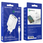 Incarcator de retea Borofone BA54A Wide road  + Cablu Micro USB (QC3.0) [White]