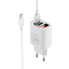 Incarcator de retea Borofone BA58A Mighty + Cablu Micro USB (2.4A) [White]