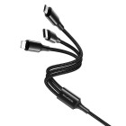 Cablu Borofone BX50 3-in-1 Fresco Lightning + Micro USB + Type-C (1m) [Black]