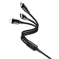 Cablu Borofone BX50 3-in-1 Fresco Lightning + Micro USB + Type-C (1m) [Black]