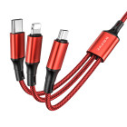 Кабель Borofone BX50 3-in-1 Fresco Lightning + Micro USB + Type-C (1м) [Red]