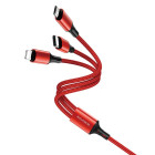 Кабель Borofone BX50 3-in-1 Fresco Lightning + Micro USB + Type-C (1м) [Red]