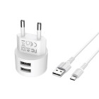 Incarcator de retea Borofone BA23A Brilliant + Cablu Micro USB (2.4A) [White]