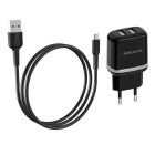 Incarcator de retea Borofone BA25A Outstanding + Cablu Micro USB (2.4A) [Black]