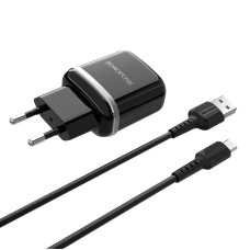 Зарядное устройство Borofone BA25A Outstanding + Кабель Micro USB (2.4A) [Black]