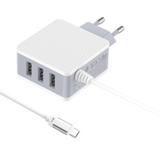 Incarcator de retea Borofone BA42A Joyful + Cablu Micro USB (2.4A) [White]