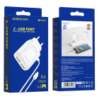 Incarcator de retea Borofone BA50A Beneficence + Cablu Micro USB (2.1A) [White]