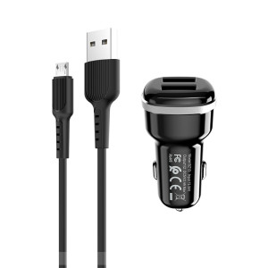 Incarcator auto Borofone BZ13 Extreme + Cablu Micro USB (2.4A) [Black]